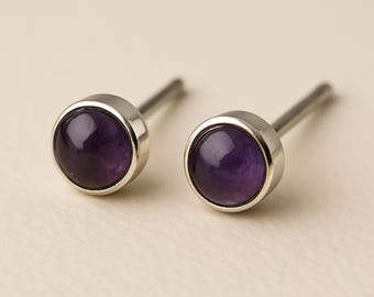 Sterling Silver Amethyst Stud Earrings