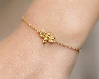 Gold Plated Sterling Silver Bee Bracelet