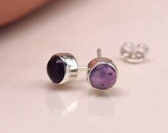 Sterling Silver Amethyst Stud Earrings