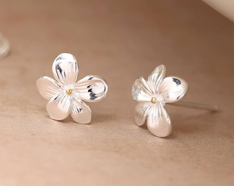 Violet Flower Stud Earrings in Sterling Silver