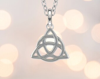 Sterling Silver Celtic Triquetra Necklace with Optional Personalisation