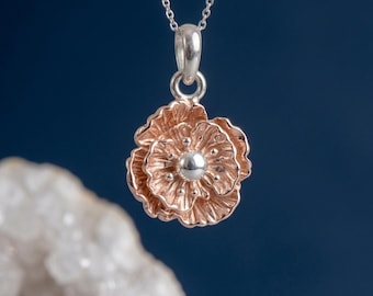 Personalised August Poppy Birth Flower Pendant Necklace In Gold Plated Sterling Silver