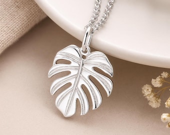 Personalised Sterling Silver Monstera Leaf Necklace
