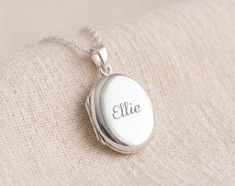 Personalised Oval Photo Locket Necklace In Sterling Silver