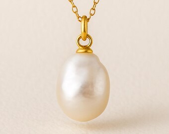 Personalised Gold Plated Sterling Silver White Pearl Drop Necklace