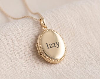 Personalised Oval Milgrain Locket in Solid 9ct Gold