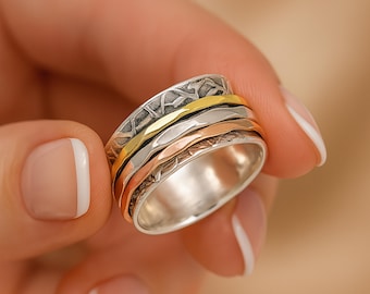 Personalised Sterling Silver Floral Spinner Ring
