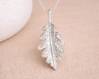 Personalised Sterling Silver Oak Leaf Pendant Necklace