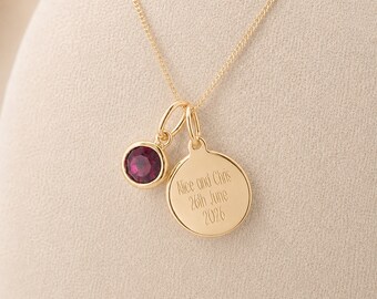 Personalised Gold Plated Sterling Silver July Birthstone Ruby Pendant Necklace