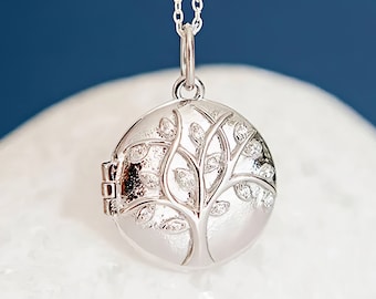 Personalised Sterling Silver Twinkling Tree Locket