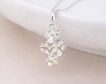 Personalised Sterling Silver Forget Me Not Necklace