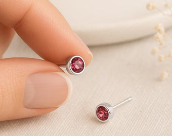 Sterling Silver October Birthstone Stud Earrings – 7mm