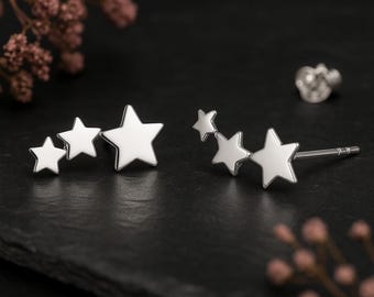 Sterling Silver Star Climber Earrings