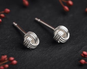Mini Sterling Silver Love Knot Stud Earrings