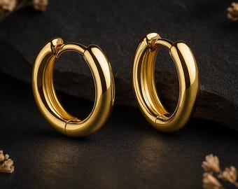 Gold Plated Sterling Silver Chunky Hoop Earrings