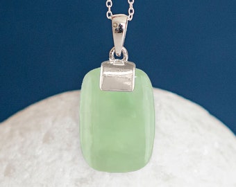 Sterling Silver Jade Rectangle Necklace