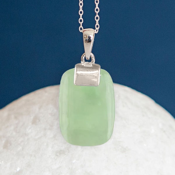 Sterling Silver Jade Rectangle Necklace