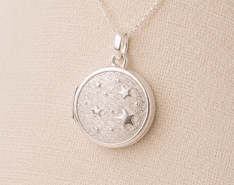 Personalised Sterling Silver Galaxy Star Locket Necklace With Photos