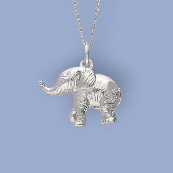 Cute Baby Elephant Necklace in Sterling Silver Dainty Animal