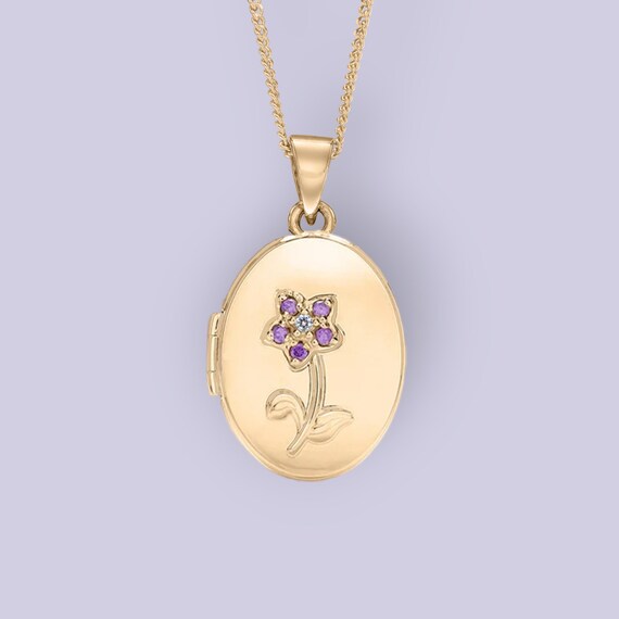 Forget Me Not Locket in 9ct Gold Two Photo Locket Gold Locket