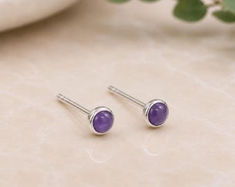 Tiny Sterling Silver Amethyst Stud Earrings