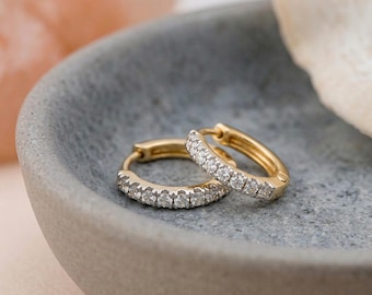 Diamond Huggie Hoop Earrings in Solid 9ct Gold