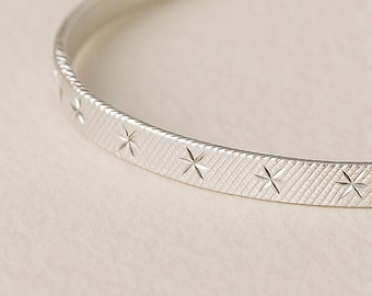 Sterling Silver Triple Herringbone Star Bracelet