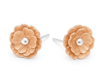 Sterling Silver And Rose Gold August Birth Flower Stud Earrings – 7mm