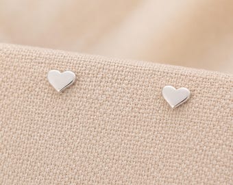 4mm Sterling Silver Heart Stud Earrings