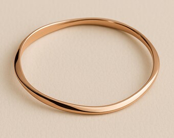 Rose Gold Plated Sterling Silver Soft Twist Hollow Slave Bangle