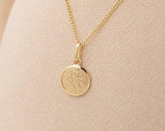 Tiny Personalised Gold Plated Sterling Silver St Christopher Pendant Necklace