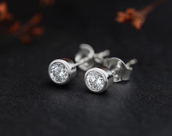 Sterling Silver April Cubic Zirconia Birthstone Stud Earrings