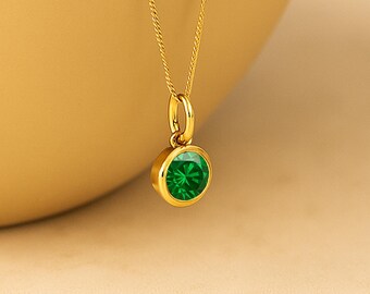 Personalised Gold Plated Sterling Silver May Emerald Birthstone Necklace