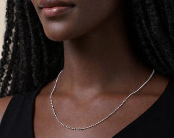 Sterling Silver Medium Ball Bead Chain Necklace – 16in To 28in
