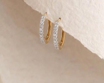 Diamond Huggie Hoop Earrings in Solid 9ct Gold