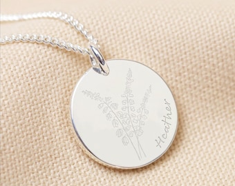 Personalised Sterling Silver Heather Disc Necklace