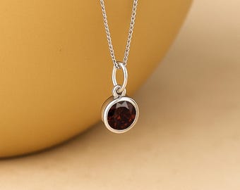 Personalised Sterling Silver January Garnet Birthstone Necklace
