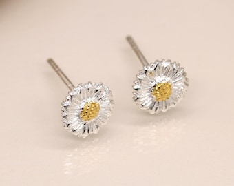 Sterling Silver And Gold Sunflower Stud Earrings – 6mm