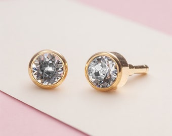 18ct Gold Plated April Birthstone Stud Earrings