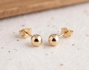 Personalised Medium 6mm Ball Stud Earrings In Solid 9ct Gold
