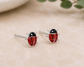 Sterling Silver Ladybird Stud Earrings