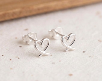 Personalised Paloma Heart Stud Earrings In Sterling Silver