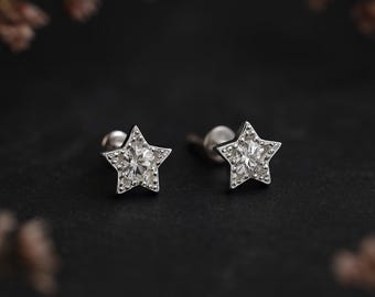 Girls Twinkling Sterling Silver Star Stud Earrings