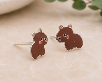 Sterling Silver Capybara Stud Earrings