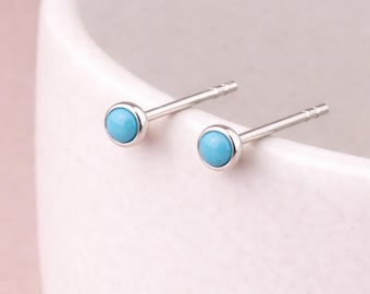 Sterling Silver Turquoise Micro Stud Earrings – 4mm