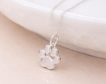 Sterling Silver Paw Print Pendant: Pet Memorial Necklace