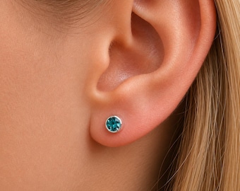 Sterling Silver December Topaz Birthstone Stud Earrings