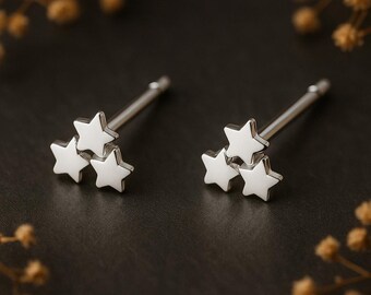 Sterling Silver Galaxy Star Stud Earrings