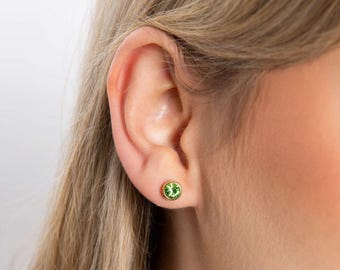 Gold Plated Sterling Silver August Birthstone Stud Earrings – 7mm