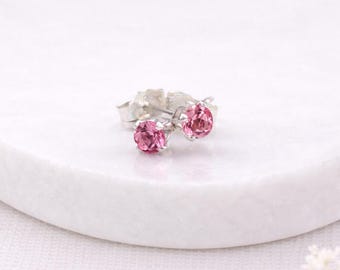 Sterling Silver Alexandrite Micro Stud Earrings – 3mm